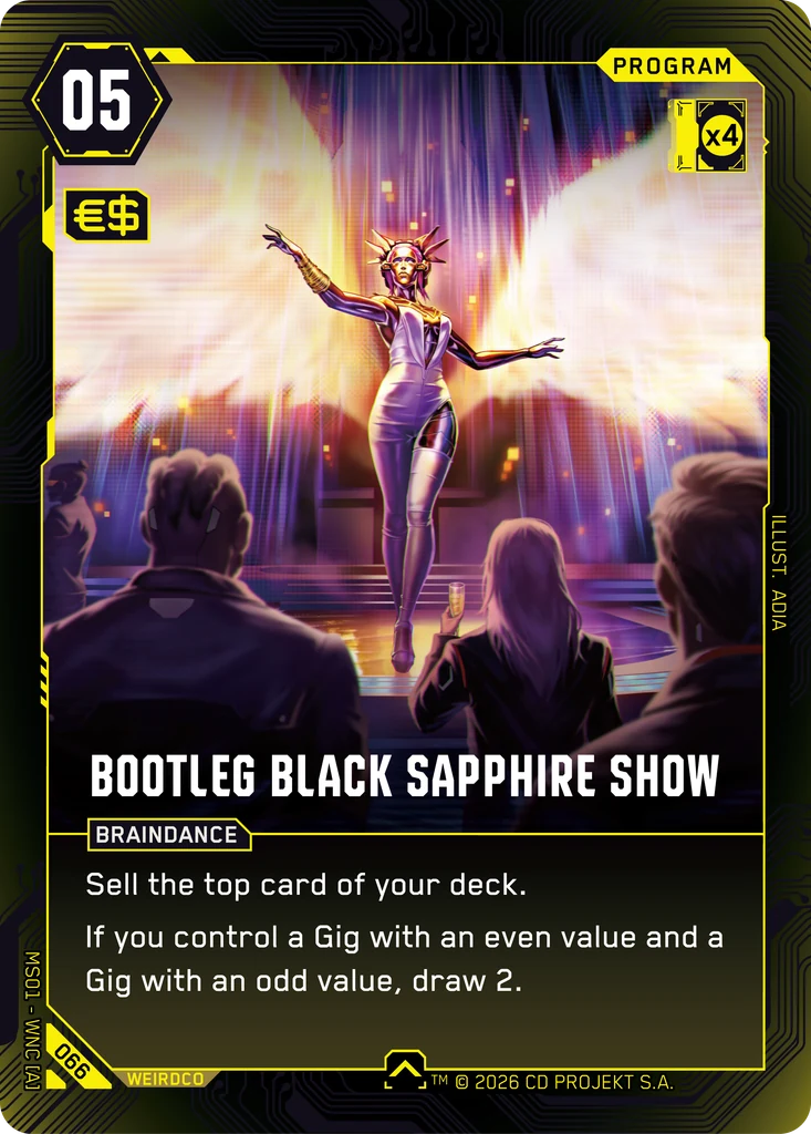 Bootleg Black Sapphire Show - Cyberpunk TCG card