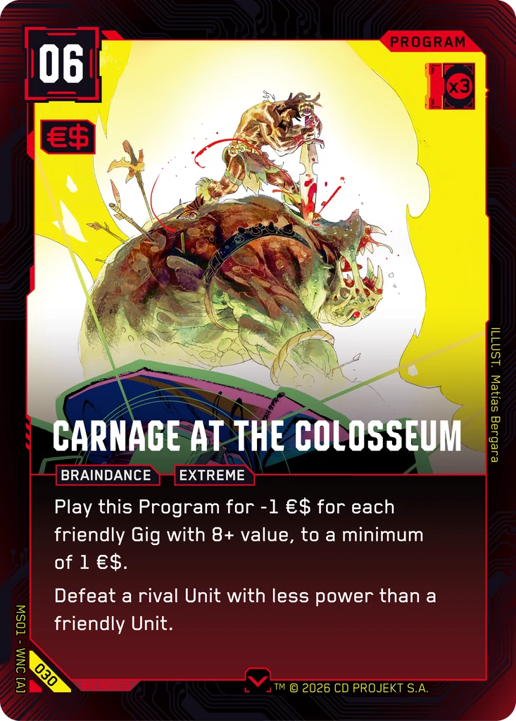 Carnage at the Colosseum - Cyberpunk TCG card