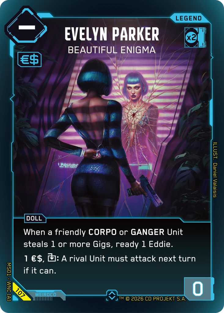 Evelyn Parker: Beautiful Enigma - Cyberpunk TCG card