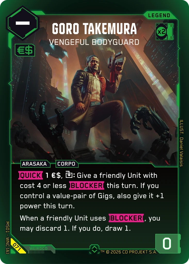 Goro Takemura: Vengeful Bodyguard - Cyberpunk TCG card