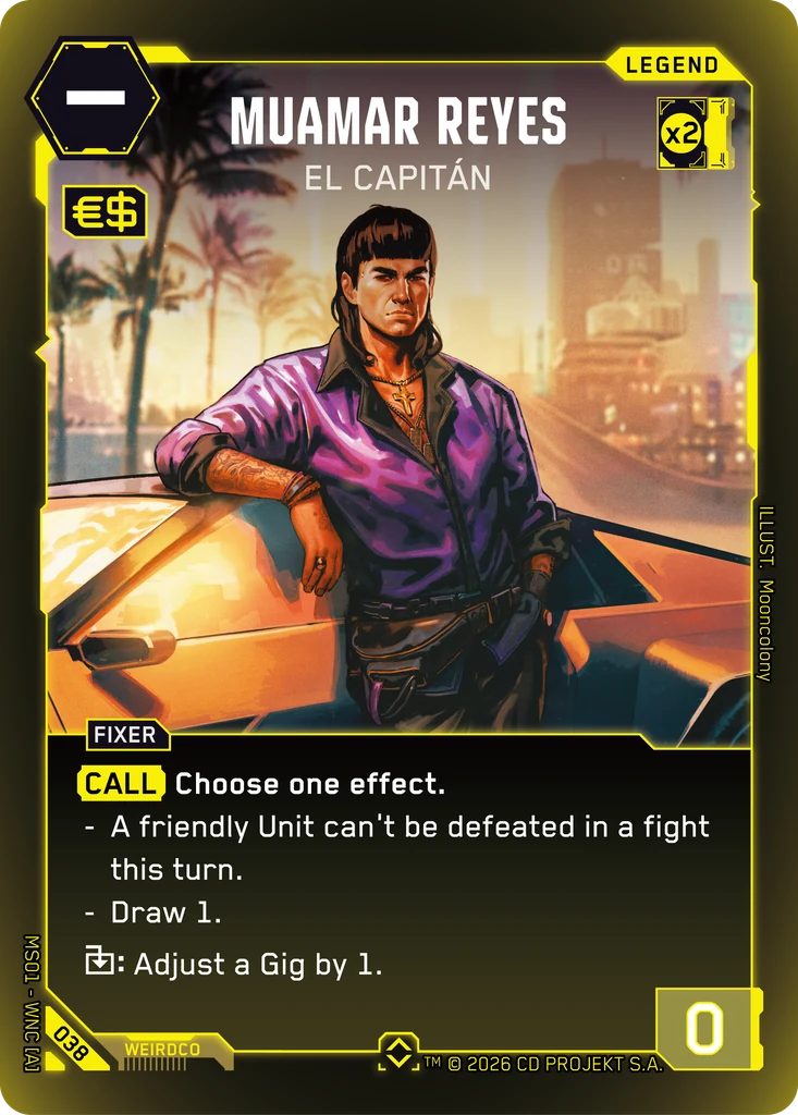 Muamar Reyes: El Capitán - Cyberpunk TCG card