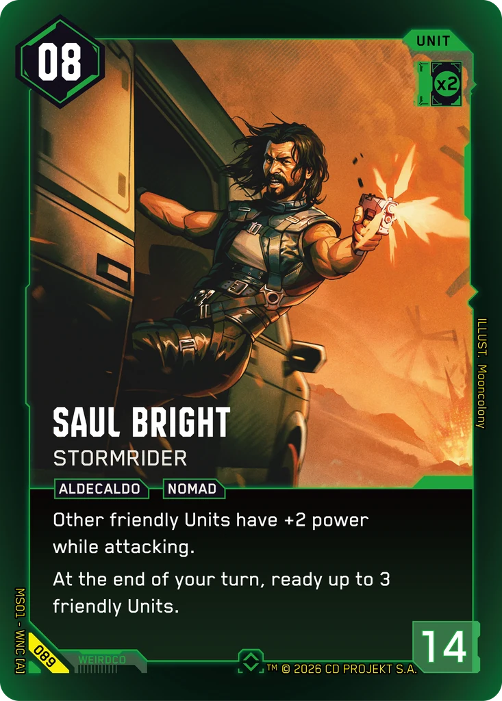 Saul Bright: Stormrider - Cyberpunk TCG card